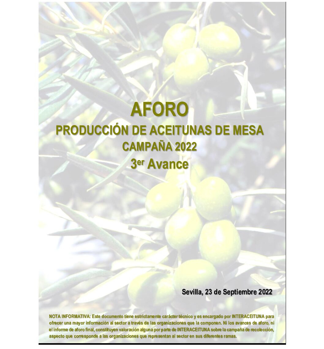 El tercer avance de aforo de cosecha de Interaceituna (Asaja, Asemesa, Coag, Cooperativas y Upa) eleva la producción hasta 462.280 toneladas. Con las existencias oficiales de la AICA a 31 de agosto -439.100 tns-, las disponibilidades totales para la campaña son 901.380 toneladas.